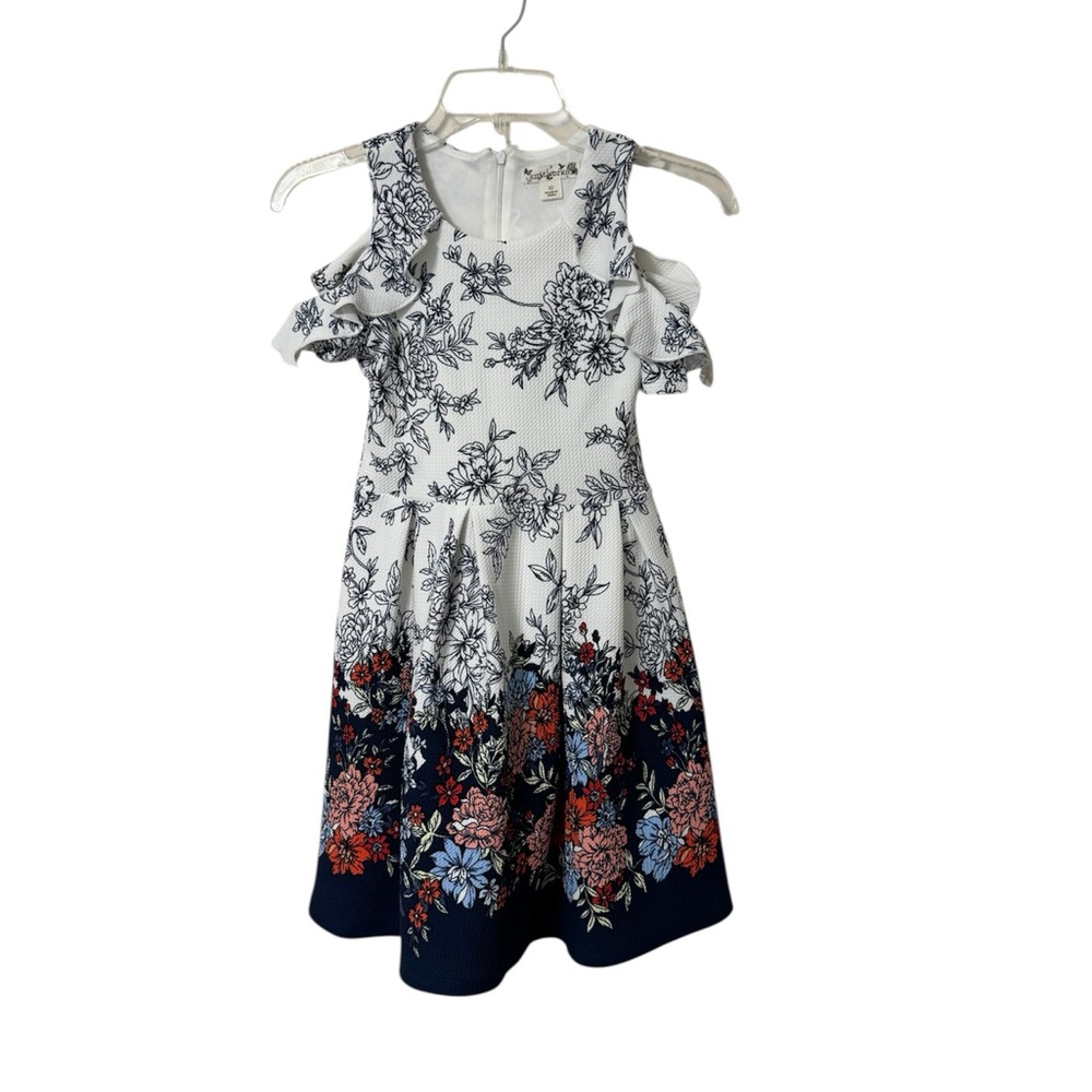 Knitworks Blue Fit and Flare Sundress Sleeveless Wedding Guest Girls Size 10